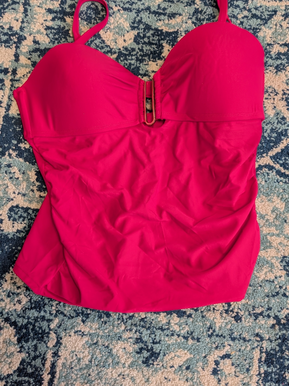 Women’s Fuchsia Tankini Top with Metal Accent Nwt Large 12-14